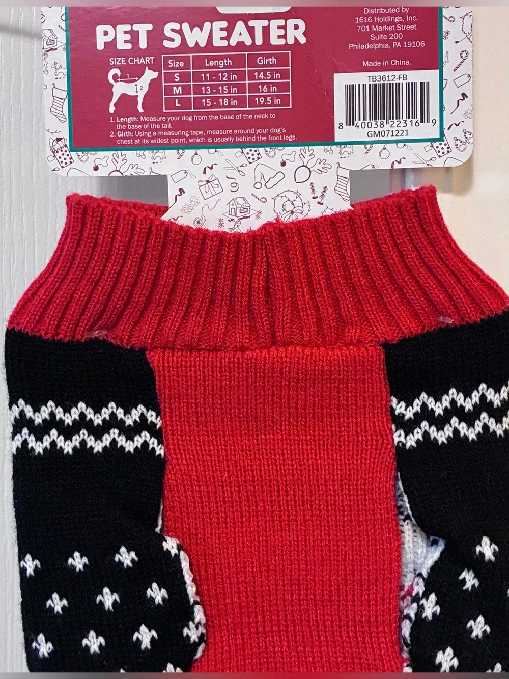 NWT Pet Sweater - Black/Red Knit Pet Festive Sweater 